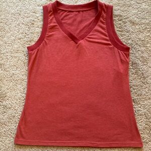 Women’s Minimal Design V-Neck Sleeveless Tank Top - Salmon/Coral